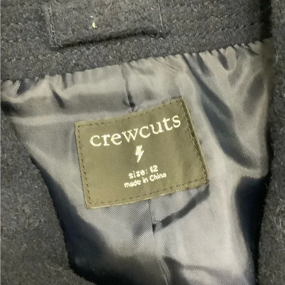 Crewcuts Girls Wool Blend Classic Peacoat Navy Blue Double Breasted